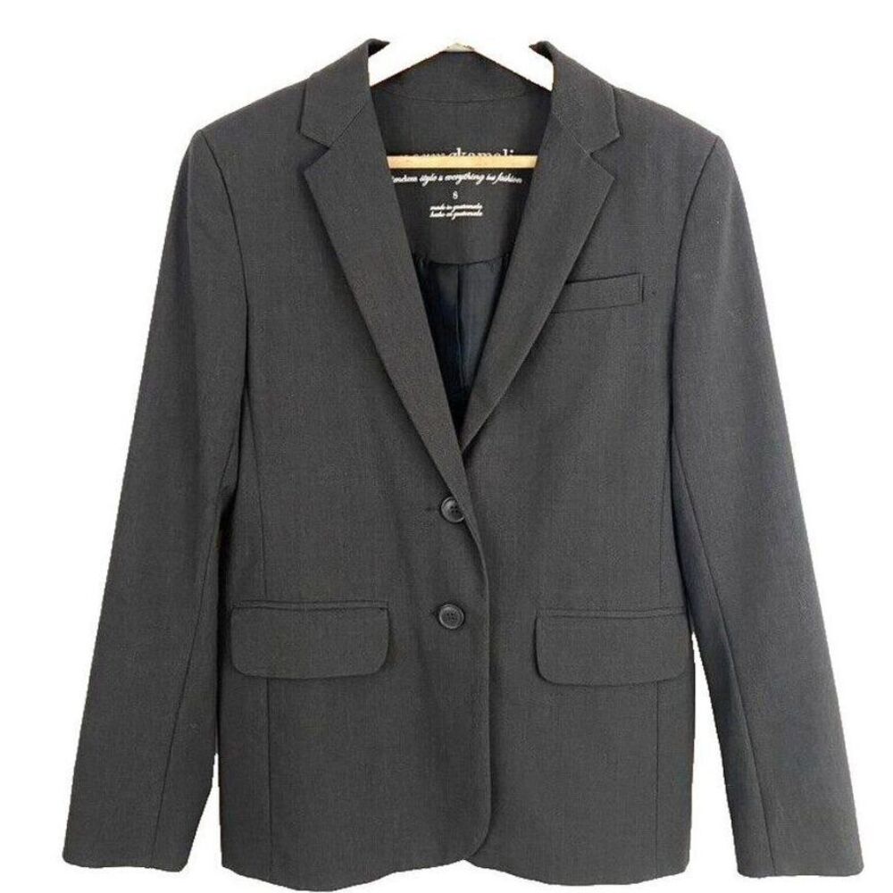 Norma Kamali Blazer Womens Size 8 Two Button Front Jacket‎ Heather Gray Office